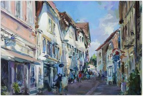Tablou - Strada orașului vechi, pictură acrilică (90x60 cm)