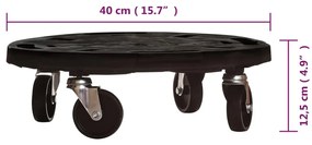 Carucioare de plante cu roti 5 buc. negru diametru 40 cm 275 kg 5