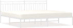 vidaXL Cadru de pat metalic cu tăblie, alb, 193x203 cm