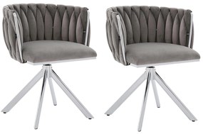 Set de 2 scaune pivotante din catifea, Gri | Aosom Romania