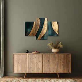 Tablou - Abstracție verde cu auriu I. (90x60 cm)