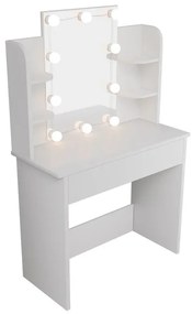 Juskys Masă de toaletă cu iluminare LED - albă