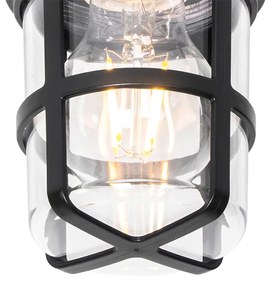 Lampă de plafon și perete neagră cu abajur transparent IP54 - Kiki