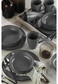 Set de masă, 16 piese, gri/porțelan