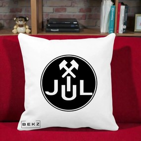 Perna Personalizata JUL Jiul Lupeni Fotbal, 40x40 cm, Alba Mata, Husa Detasabila, Perna Inclusa, BEKZ®
