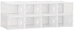 HOMCOM Mobilier pentru organizarea incaltamintei cu gauri de ventilare, 8 cuburi, 28x36x21cm din Plastic PP, Alb si transparent