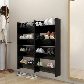Pantofare de perete, 4 buc., negru, 60x18x60 cm, PAL 4, Negru, 60 x 18 x 60 cm, 1, 60 x 18 x 60 cm