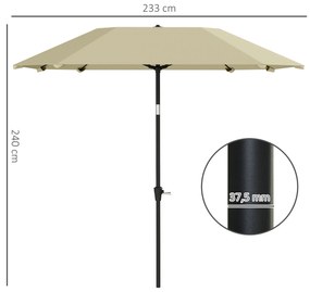 Outsunny Umbrelă de soare de 2,3 m fără bază, umbrelă de terasă reglabilă cu manivelă, poliester, aluminiu, fibră de sticlă, bej | Aosom Romania