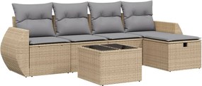 vidaXL Set canapele de grădină, 6 piese, cu perne, bej, poliratan