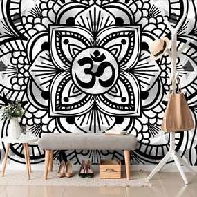 Tapet Mandala sănătății în design alb-negru