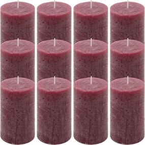 Set de lumânări rustice, 11,5 cm, Ø 6,8 cm, burgundy, 12 buc