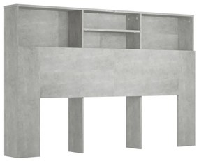 Tăblie de pat cu dulap, gri beton, 160x19x103,5 cm