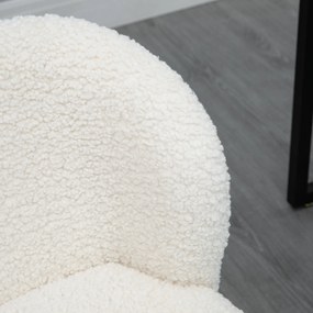 HOMCOM Scaun de birou fără brațe din lână de oaie, înălțime reglabilă, rotire 360°, încărcare maximă 120 Kg, alb | Aosom Romania