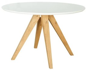 Masa Living Demi, Rotunda, Alb Si Stejar Natur, 115 X 115 X 73 Cm