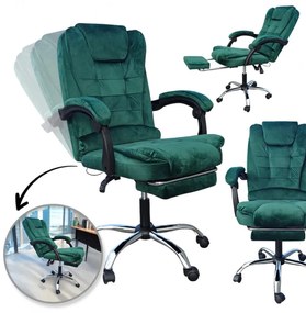 JAKS Scaun de birou reglabil din velur verde BOSS