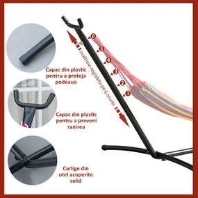 Outsunny Suport Schelet pentru Hamac Reglabil Max. 150 Kg, Negru, 280x120x110cm | Aosom Romania