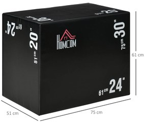 HOMCOM Cutie Pliometrică Multifuncțională 3 în 1, Antrenament CrossFit, MMA, Fitness Acasă sau la Sala, 76x51x61cm | Aosom Romania