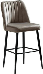 Set 2 scaune bar VENTO, cappuccino/negru, stofa catifelata/metal, 49x4