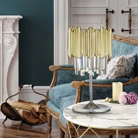 Veioza/Lampa de masa design elegant Tiara crom/auriu