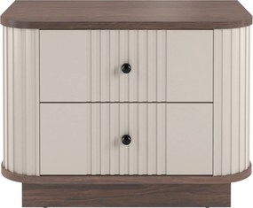 Set de noptiere Vesper 56 cm cu mânere negre - culoare cașmir / nuc