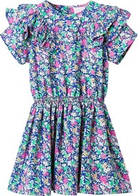 vidaXL Rochie pentru copii, mâneci cu volane, albastru cobalt, 116