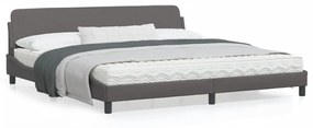373261 vidaXL Cadru de pat cu tăblie, gri, 200x200 cm, piele ecologică