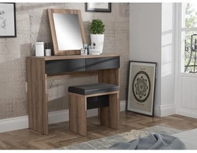 Masă de toaletă JUNO cu taburet, 45 x 29,6 cm, maro/negru