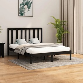 3106782 vidaXL Cadru de pat, negru, 160x200 cm, lemn masiv