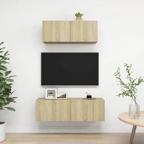 Set de dulapuri TV, 2 piese, stejar sonoma, PAL 1, Stejar sonoma, 80 100 x 30 x 30 cm
