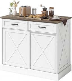 HOMCOM Insulă centrală de bucătărie, bufet de bucătărie, mobilier de depozitare cu 2 sertare, 2 uși culisante, poliță reglabilă, alb | Aosom Romania