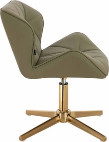 HR111CROSS Scaun Khaki Piele Ecologica Premium Soft cu Bază Aurie