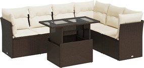 vidaXL Set canapele de grădină cu perne, 7 piese, maro, poliratan