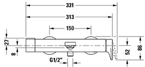 Duravit Tulum baterie cada-dus perete crom TU5230000010
