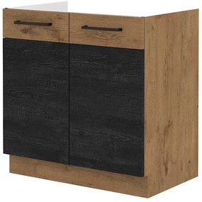 Dulap inferior de bucătărie pod drez Virion 80 ZL 2F BB (Stejar lancelot + lemn închis). 1046286