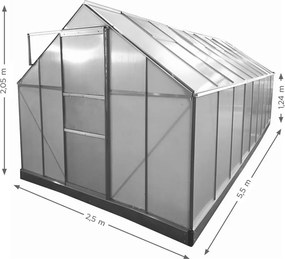 Seră din policarbonat 250 x 550 x 124/205 cm