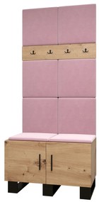 Set mobilier pentru hol Amanda 4 (Stejar artisan + roz). 1085885