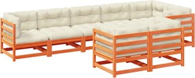 vidaXL Set canapele grădină cu perne, 8 piese, maro, lemn masiv de pin