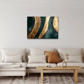 Tablou - Abstracție verde cu auriu I. (70x50 cm)