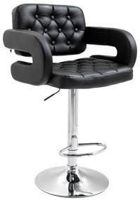 HOMCOM Taburet de bar pivotant scaun de bar reglabil pe înălțime cu spătar suport pentru picioare și cotiere 61x50x94-114cm negru | Aosom Romania