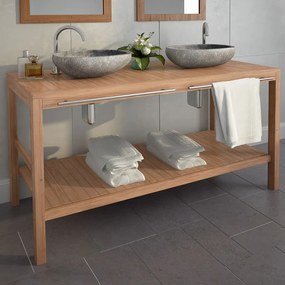 vidaXL Dulap de chiuvetă baie, lemn masiv de tec, 132 x 45 x 75 cm
