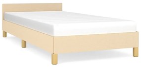 347396 vidaXL Cadru de pat cu tăblie, crem, 100x200 cm, textil