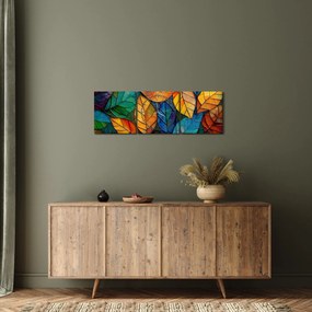 Tablou - Mozaic din frunze (cu ceas) (90x30 cm)