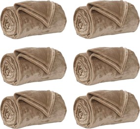 vidaXL Pături de aruncat 6 pcs Culoare Cămilă 240 x 270 cm Molton