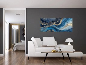 Tablou - Marmură abstractă albastru-aurie (120x50 cm)