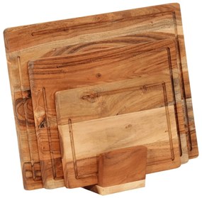 Set tocatoare, 3 piese, cu suport, lemn masiv de acacia