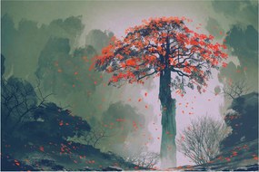 Tablou - Copacul roșu singuratic (90x60 cm)