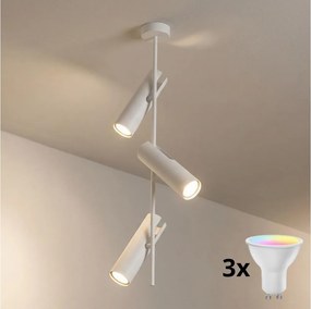 Brilagi - Lustra LED RGBW reglabilă pe tijă BRANCH 3xGU10/6,5W/230V albă