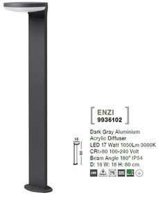 Stalp LED modern pentru iluminat exterior IP54 ENZI H-80cm