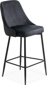 Scaun de bar Napoli, negru, catifea