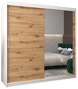 Dulap de haine 200 cm Toki 2 (alb mat + stejar artisan). 1065015